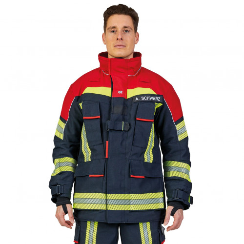 Защитная куртка FIRE FLEX черно-синяя с красными вставками