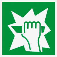 Знак 'Для доступа вскрыть здесь' (ГОСТ Р 12.4.026-2001) 200х200 мм