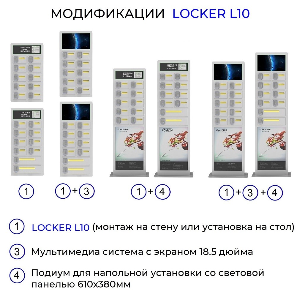 Автомат для зарядки мобильных устройств LOCKER L10 MEDIA