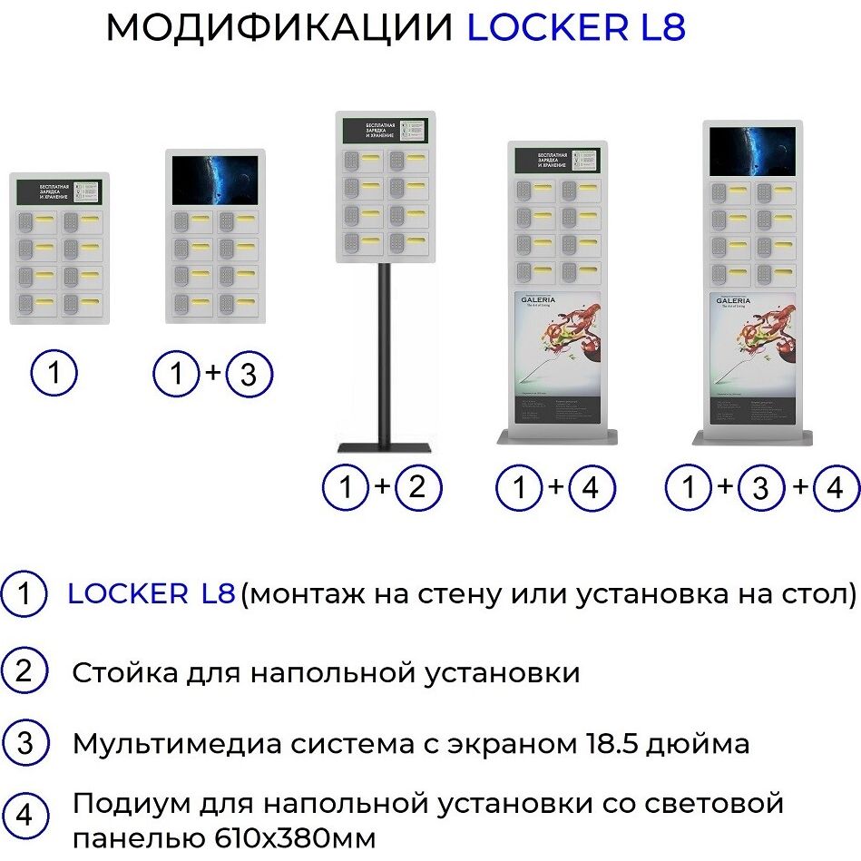 Автомат для зарядки мобильных устройств LOCKER L8 PROMO+